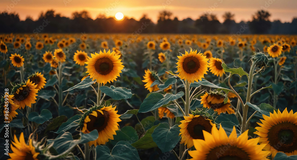 Fototapeta premium Sunflower and pumpkin glow abstract background