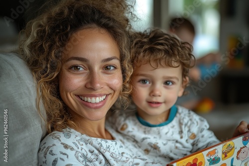 Mother and Son Reading Together