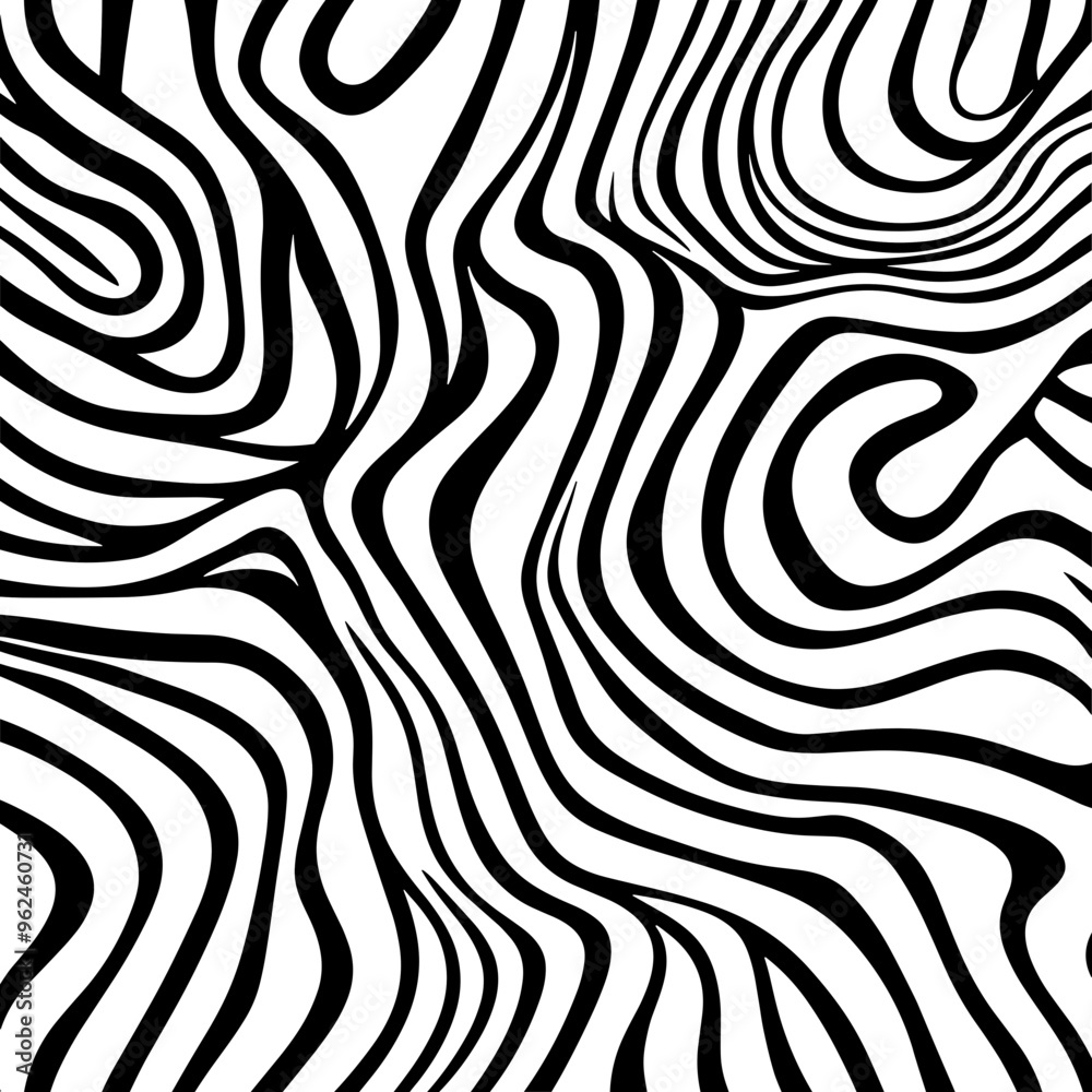 This artwork showcases dynamic black and white lines creating intricate wavy patterns, perfect for contemporary backgrounds or unique graphic design projects This artwork showcases dynamic black and white lines creating intricate wavy patterns, perfect for contemporary backgrounds or unique graphic design projects