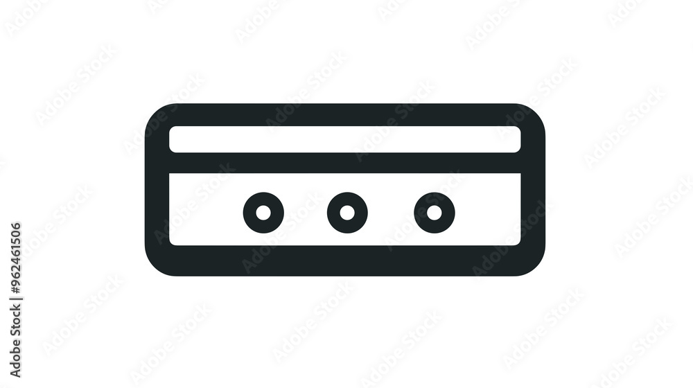 This design showcases a minimalistic vector graphic that illustrates a linear interface characterized by three evenly spaced circles, perfect for various applications