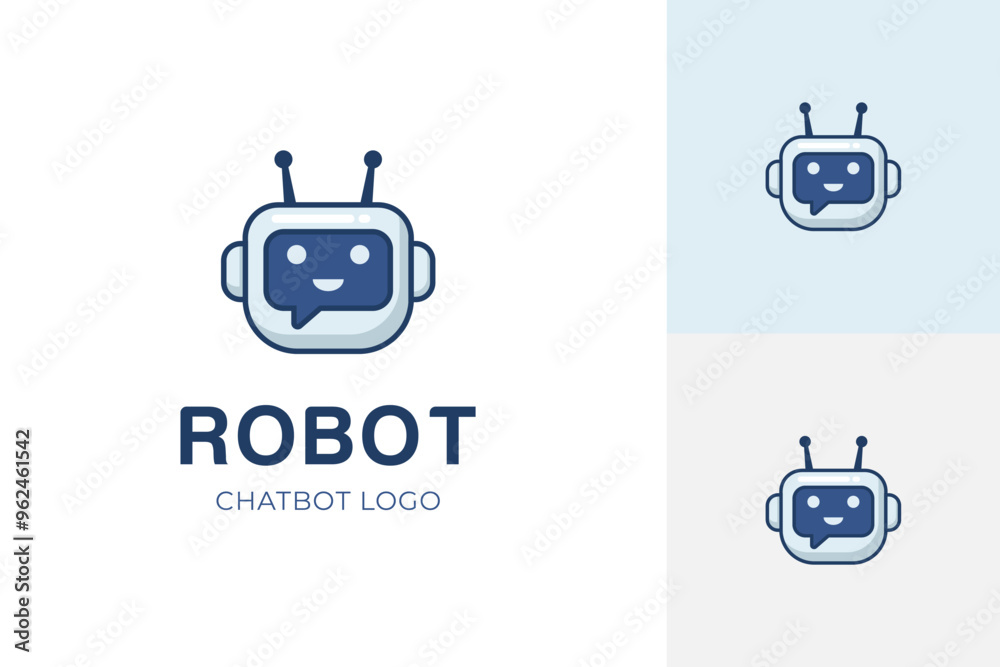 Robot chat logo icon design with dialogue concept. Chat Bot sign for support service concept. Chatbot character flat style Robot chat logo icon design with dialogue concept. Chat Bot sign for support service concept. Chatbot character flat style
