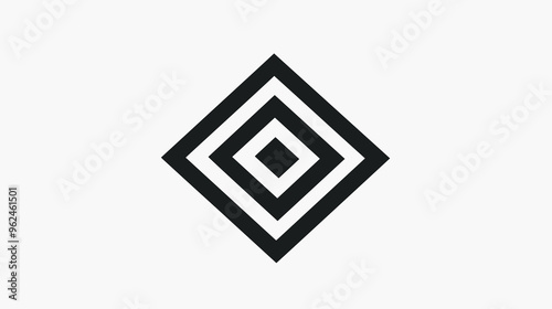 Free Download A simple line interface graphic showcases a black and white diamond shape with concentric square outlines, ideal for minimalistic design projects - GFXLoad