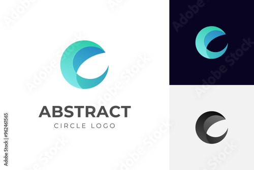 Abstract circle gradient logo design. global wave graphic concept with initial letter c or e logo idea vector elements