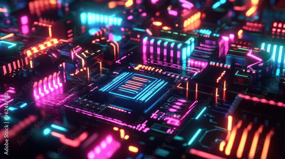 Neon Circuitry Abstract Neon Circuitry Abstract