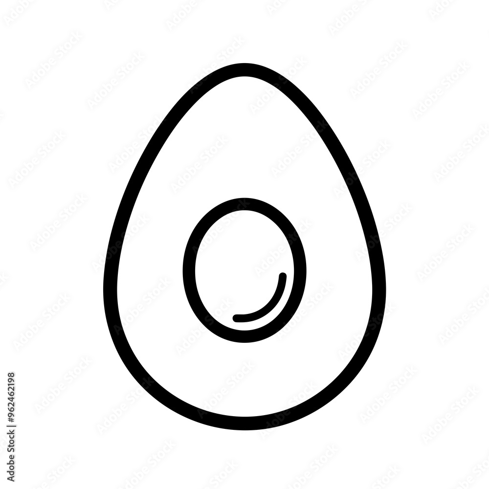 This simple black line icon features an avocado, symbolizing fresh produce and healthy food choices in a clean, modern design suitable for various uses This simple black line icon features an avocado, symbolizing fresh produce and healthy food choices in a clean, modern design suitable for various uses