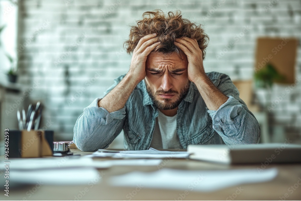Man Feeling Overwhelmed with Stress Man Feeling Overwhelmed with Stress