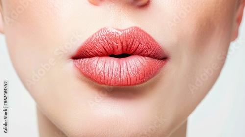 Close-up of Lips with Pink Lipstick