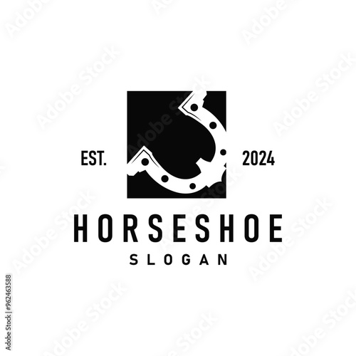 Simple Minimalist Horseshoe Logo, Western Cowboy Farm Ranch Retro Vintage Retro Design
