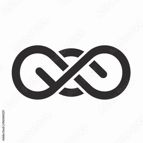 This design showcases a sleek vector graphic of an interlocking arrow that conveys continuity and movement, emphasizing a simple and modern aesthetic