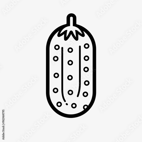 A minimalist black line icon of a cucumber, showcasing a fresh and healthy food option that can be used in various culinary designs or applications