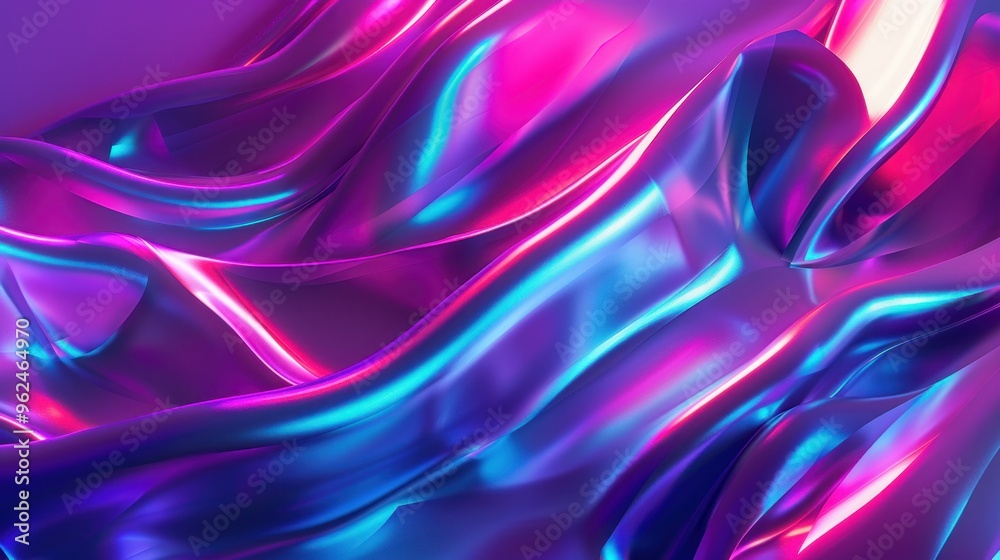 Obraz premium A vibrant, abstract representation of flowing fabric with neon colors and smooth textures.