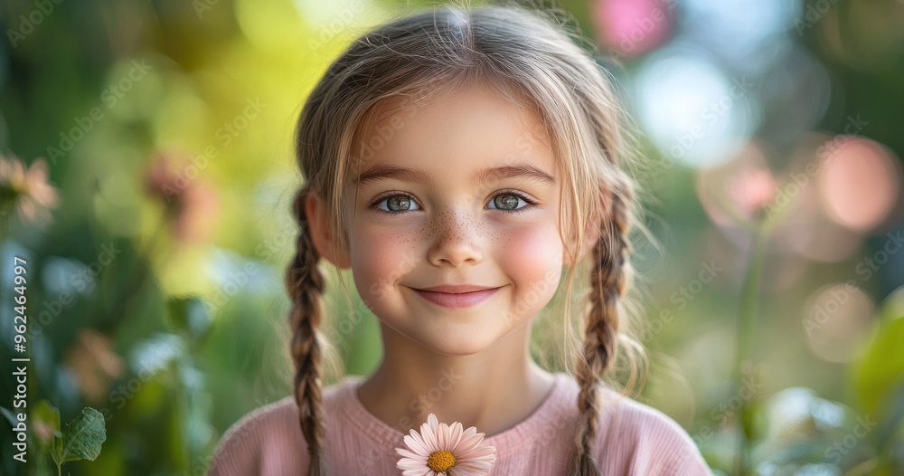 Smiling Little Girl with Flower Smiling Little Girl with Flower