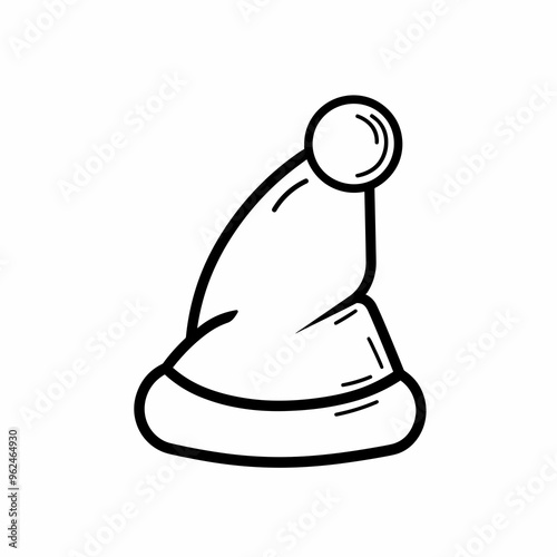 A simple line illustration features a classic holiday hat, symbolizing seasonal celebrations and joyful gatherings during winter festivities