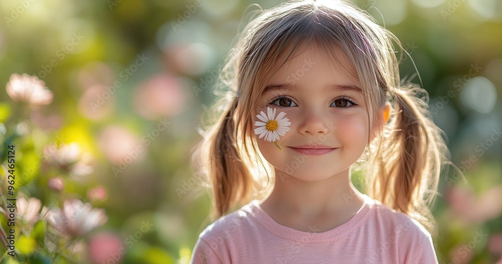 A Little Girl's Joyful Smile in a Garden A Little Girl's Joyful Smile in a Garden