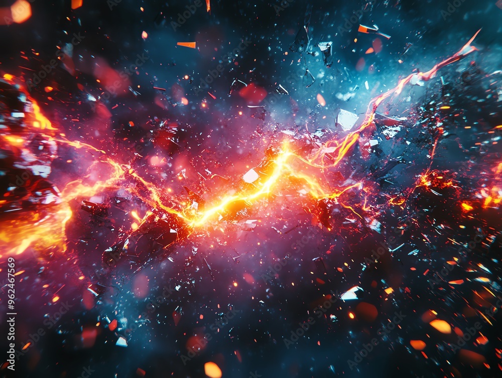 A captivating burst of energy with vibrant colors and dynamic lightning effects, perfect for science fiction themes. A captivating burst of energy with vibrant colors and dynamic lightning effects, perfect for science fiction themes.