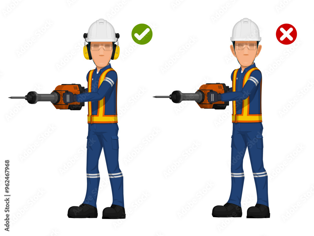 Good and bad practice of working with high sound level machine Good and bad practice of working with high sound level machine