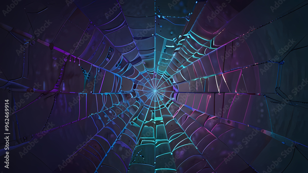 Obraz premium abstract spider web background with chaotic, overlapping strands that form geometric patterns