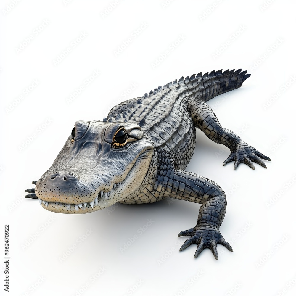 Fototapeta premium A baby alligator is laying on its back with its mouth open