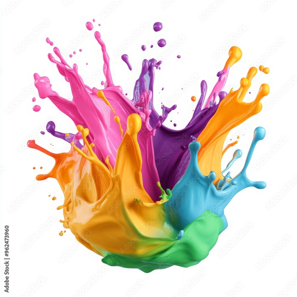 Obraz premium Abstract Color Splash in Modern Art Style with Vibrant Hues, Digital Illustration Isolated on a White Background