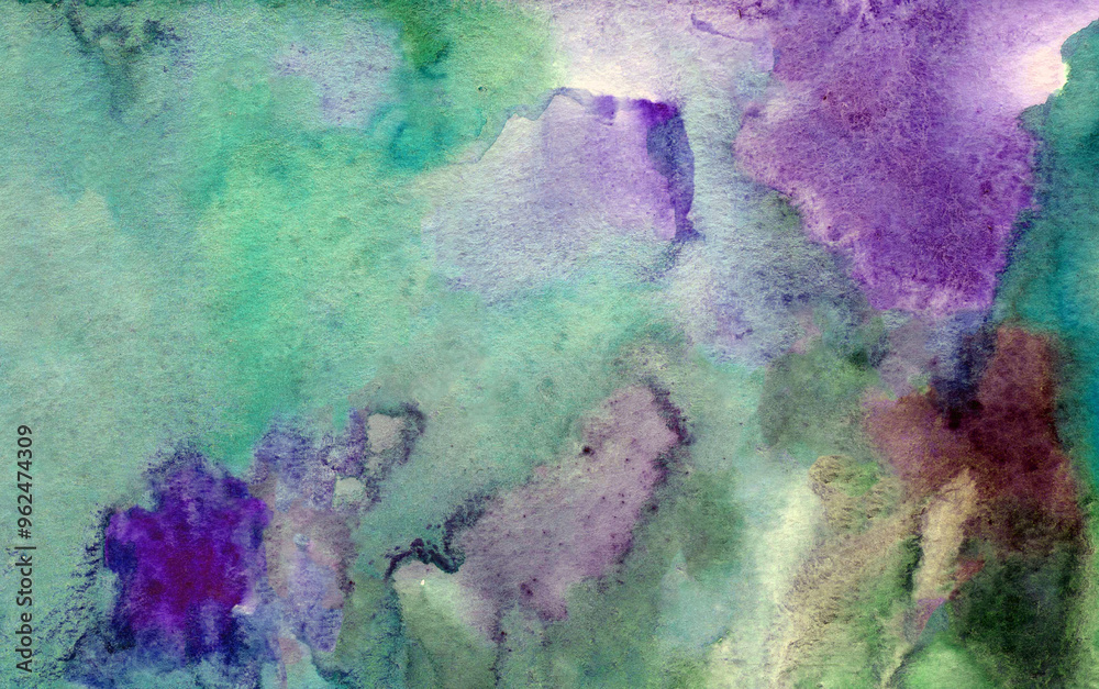 Obraz premium green- purple watercolor paper background texture