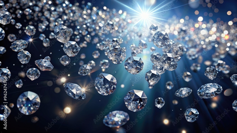 A stunning stock photo of sparkling diamonds falling from above on a dark background, luxury, precious, gemstones, shiny A stunning stock photo of sparkling diamonds falling from above on a dark background, luxury, precious, gemstones, shiny