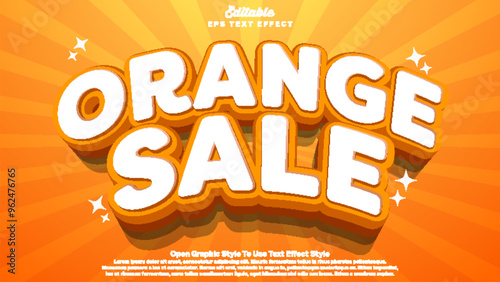 Orange sale mockup, 3d editable text bold and fun theme.