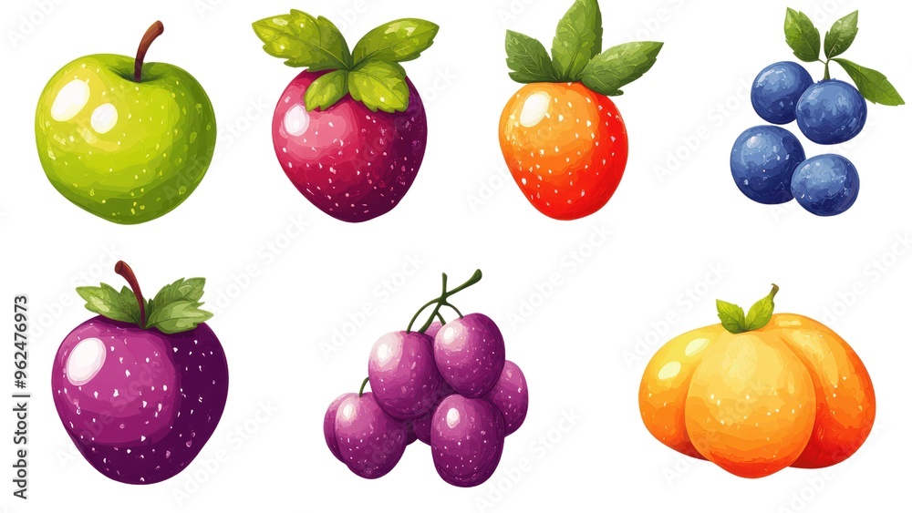 A collection of fruits including apples, oranges, and blueberries A collection of fruits including apples, oranges, and blueberries