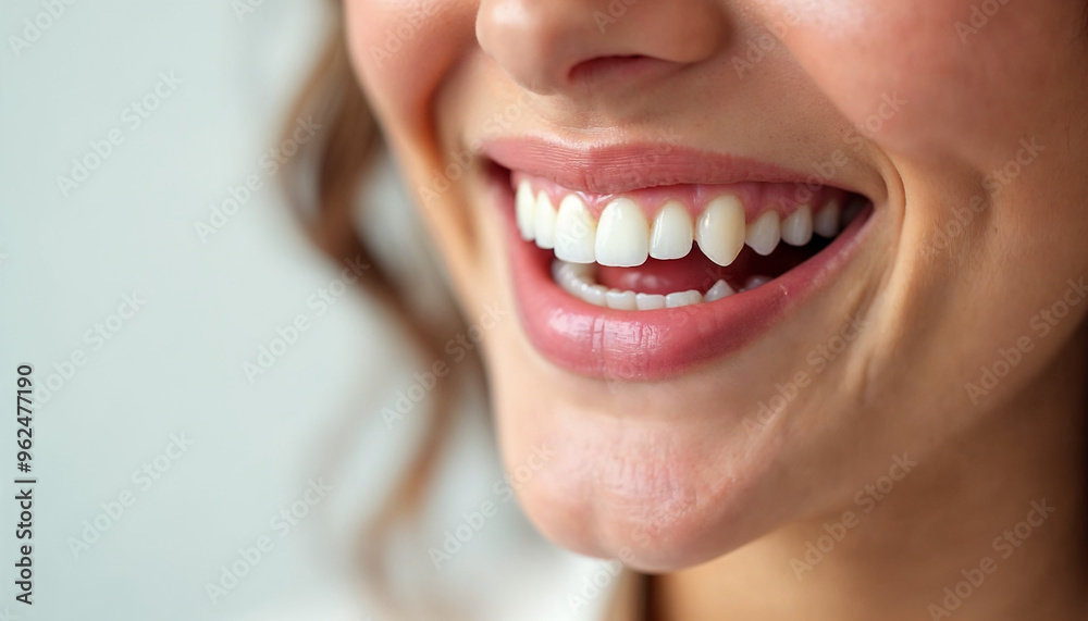 Close-up of a woman's radiant smile, showcasing clean, gleaming teeth and beautifully shaped lips against a white background.
Close-up of a woman's radiant smile, showcasing clean, gleaming teeth and beautifully shaped lips against a white background.