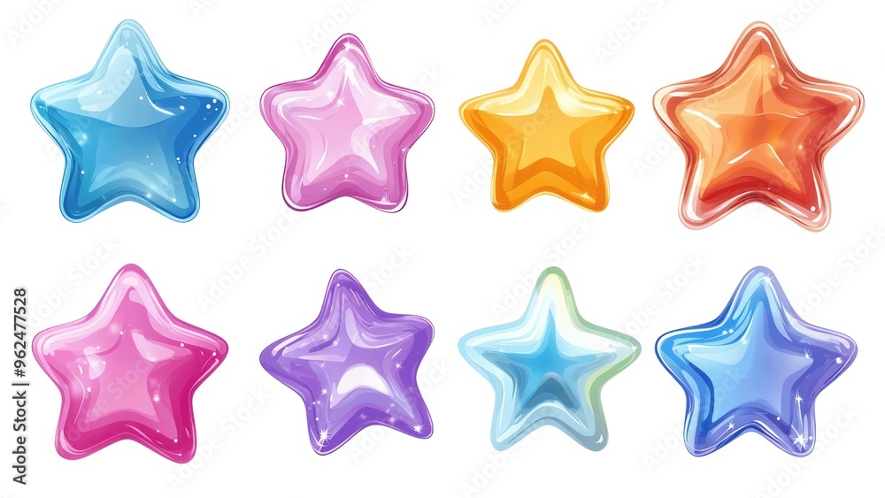 Obraz premium A set of colorful stars with different colors and sizes