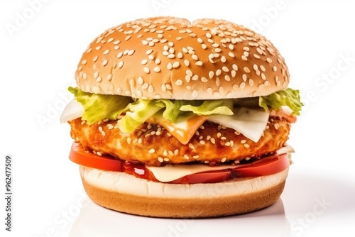 chicken hamburger on a white background photo