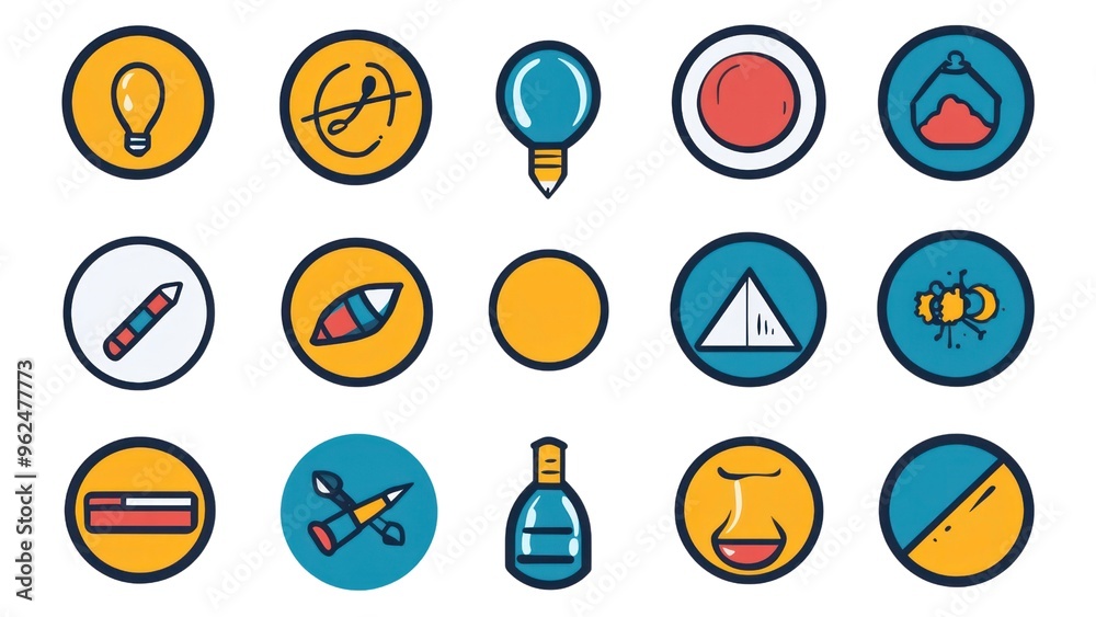 A collection of icons with a yellow background A collection of icons with a yellow background