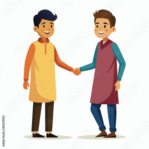  vector a young-man in kurta age 30 shaking hands