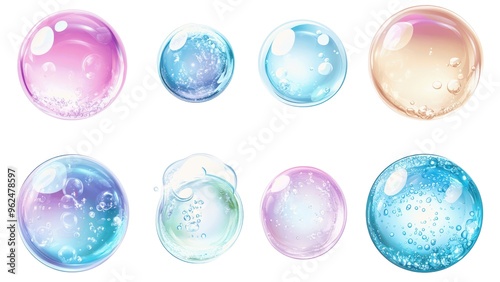 Wallpaper Mural A set of colorful bubbles with different shades of blue, pink, and yellow Torontodigital.ca