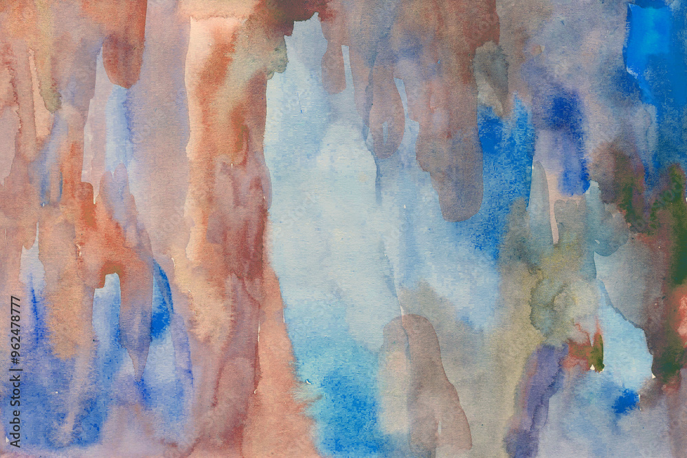 Fototapeta premium orange -blue gradient watercolor paper background texture