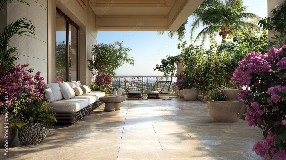 Naklejka premium Luxury Balcony with City View