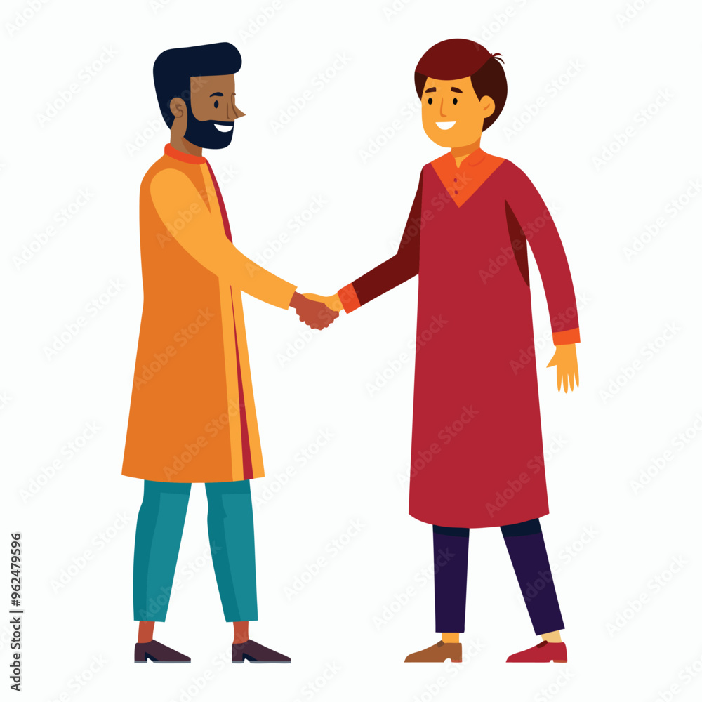Obraz premium vector a young-man in kurta age 30 shaking hands