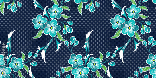 Floral Seamless pattern vector Illustration, Indonesian batik motif