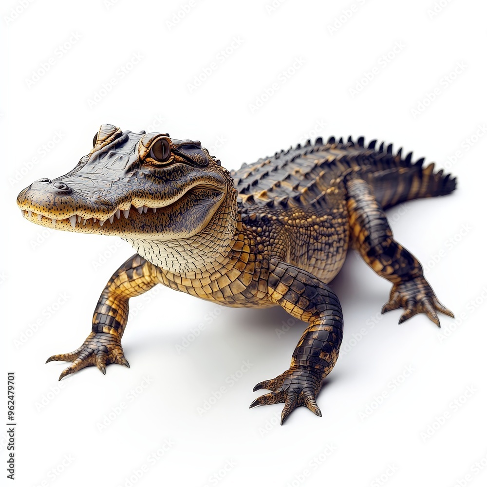 A baby alligator is standing on its hind legs A baby alligator is standing on its hind legs
