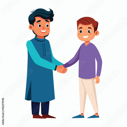  vector a young-man in kurta age 30 shaking hands