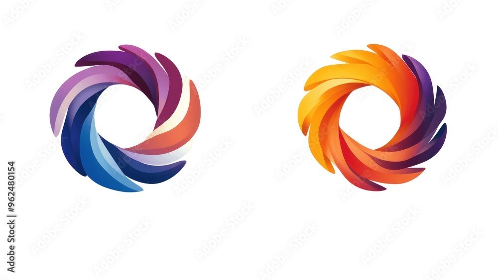 The two images are of different colors and shapes, with one being a spiral The two images are of different colors and shapes, with one being a spiral