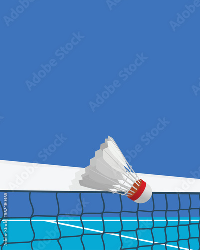 Attractive editable vector badminton shuttlecock  and net background for any graphic background	