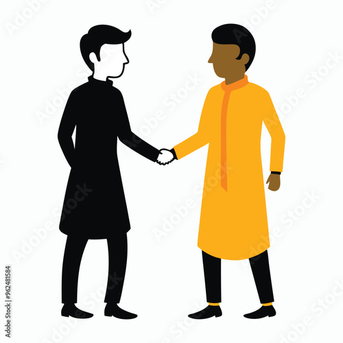  vector a young-man in kurta age 30 shaking hands