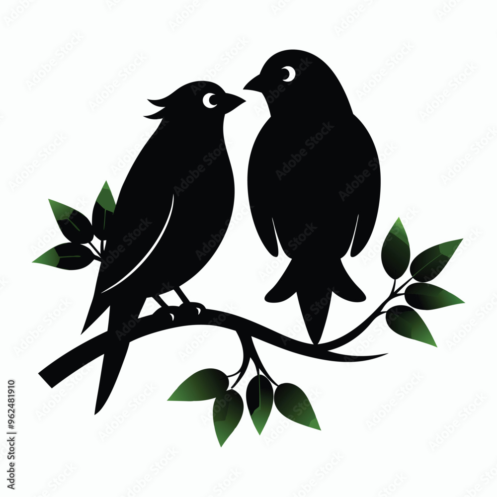 vector a couple bird sitting on a branch vector a couple bird sitting on a branch