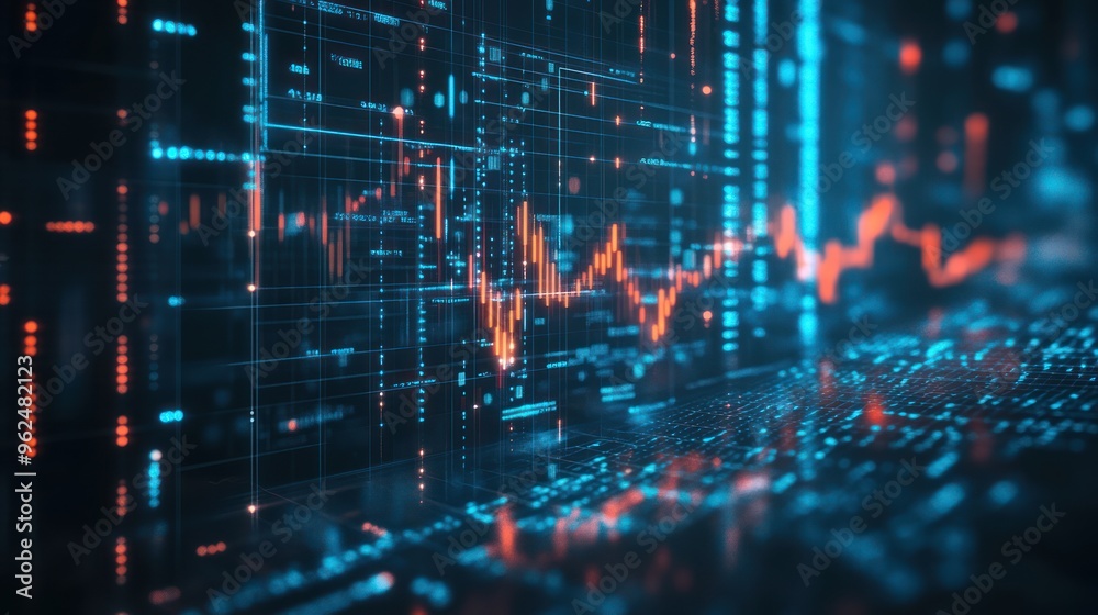 Abstract Digital Data Visualization with Glowing Lines and Grids Abstract Digital Data Visualization with Glowing Lines and Grids