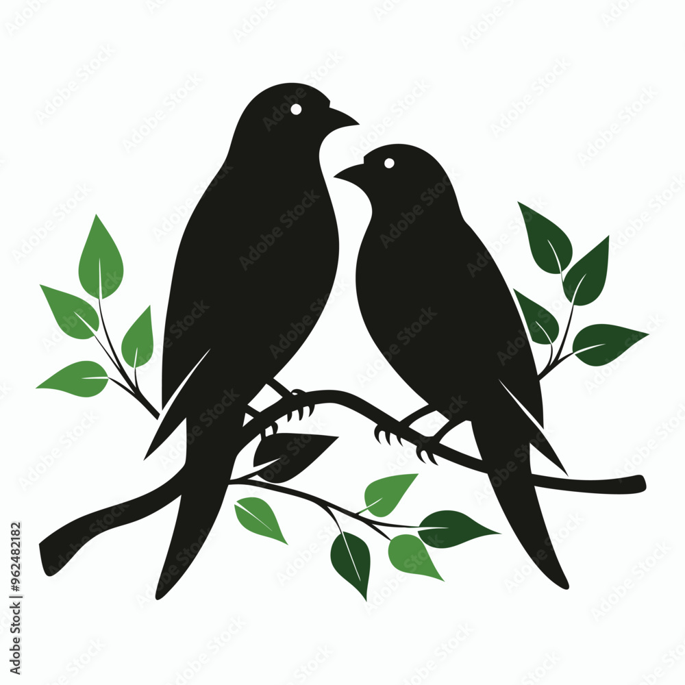 vector a couple bird sitting on a branch vector a couple bird sitting on a branch