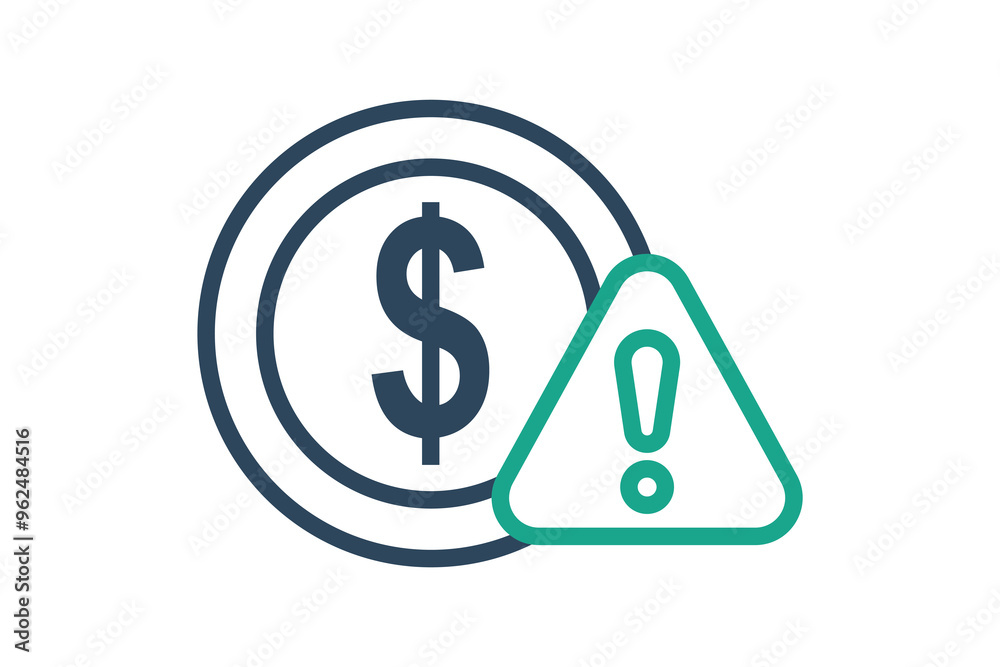 Crisis icon. line icon style. dollar with alert. icon related to SWOT. business elements vector illustration Crisis icon. line icon style. dollar with alert. icon related to SWOT. business elements vector illustration