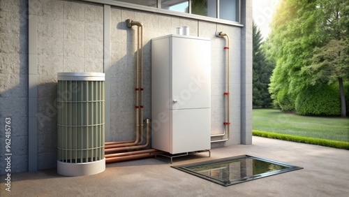 of a vertical ground source heat pump system , heat pump, vertical, ground source, renewable energy