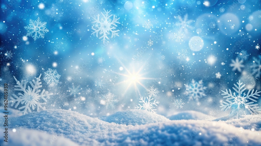 Abstract winter background with falling snowflakes and snow texture Cold and sunny Christmas landscape panorama with space Abstract winter background with falling snowflakes and snow texture Cold and sunny Christmas landscape panorama with space