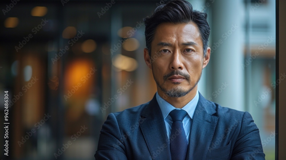 A man in a suit and tie stands in front of a window A man in a suit and tie stands in front of a window