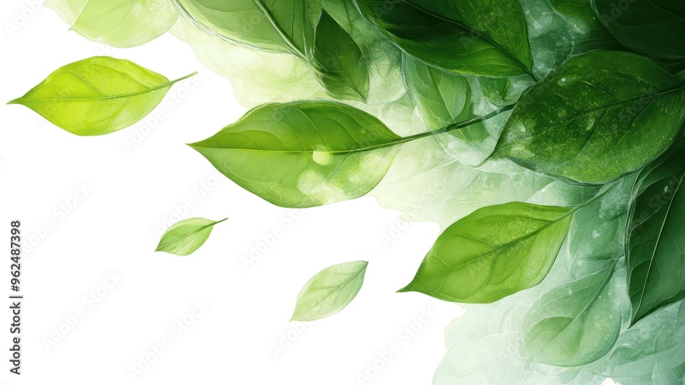 A leafy green background with a few leaves scattered around A leafy green background with a few leaves scattered around